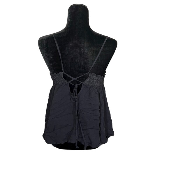 Be Cool Semi Sheer Black Floral Crochet Corset Back Flowy Blouse Size Small - Picture 4 of 5